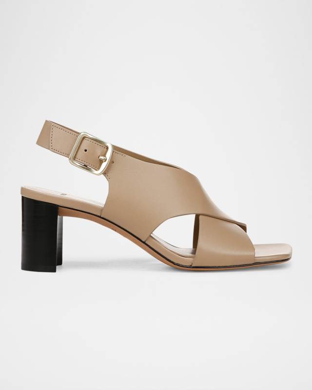 Omega Leather Crisscross Slingback Sandals